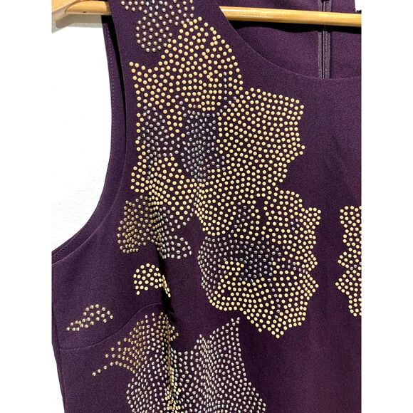 Calvin Klein dress career wear beaded floral business office purple women 16W - Picture 2 of 6